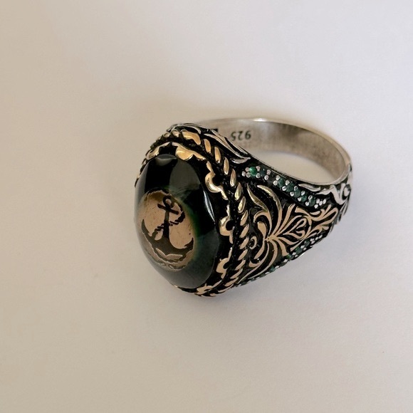 925 Silver Nautical Pirate Sailor Anchor Ring Unisex - Picture 3 of 7